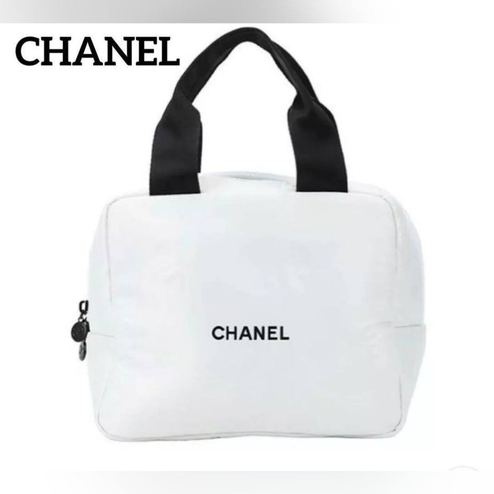 Chanel White and Black Boston bag Handbag Case Bag New